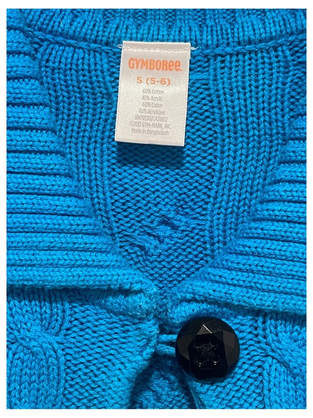 Gymboree Girls Size 5-6 Blue Cable Knit Colorblock Cardigan Sweater
